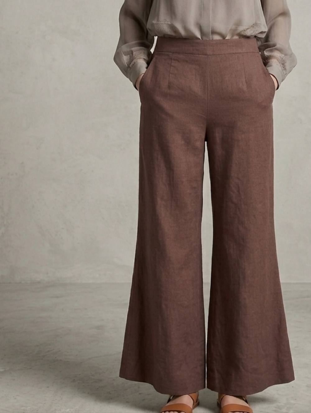 Vince Brown Wide-Leg High-Rise Trousers